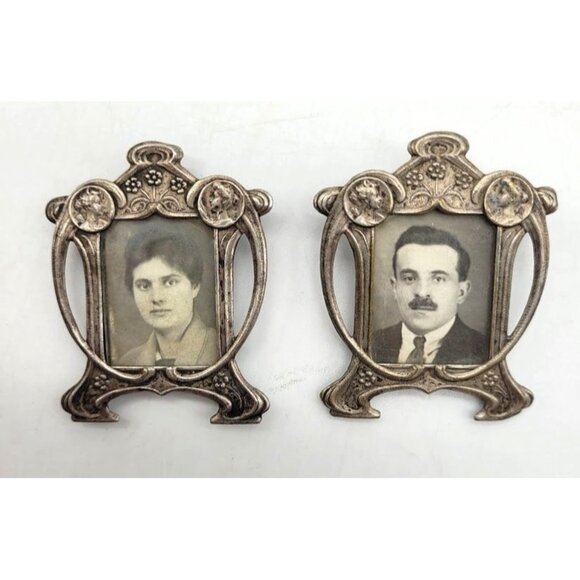 SOLD Antique Art Nouveau French Mini Silver Frames Portrait Paris Rare Estate - Picture 1 of 14